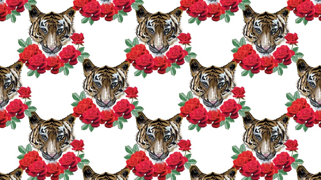 White Tiger Rose Print